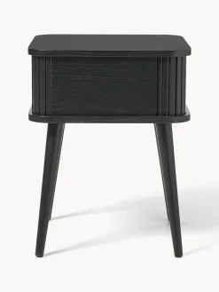 Comodino in legno con anta scorrevole e frontale scanalato Barbier