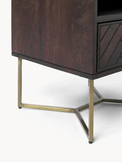 Comodino in legno di mango con motivo spina di pesce Luca