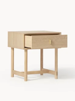 Comodino in legno di quercia con cassetto Diana