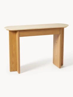 Consolle in legno con piano in travertino Zumi