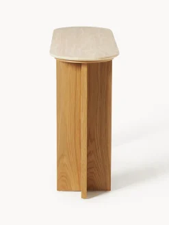 Consolle in legno con piano in travertino Zumi