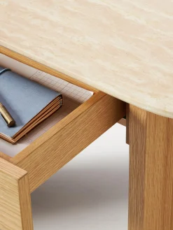 Consolle in legno con piano in travertino Zumi