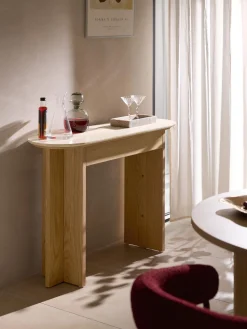 Consolle in legno con piano in travertino Zumi