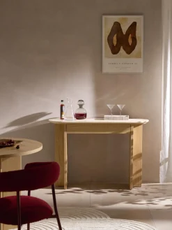 Consolle in legno con piano in travertino Zumi