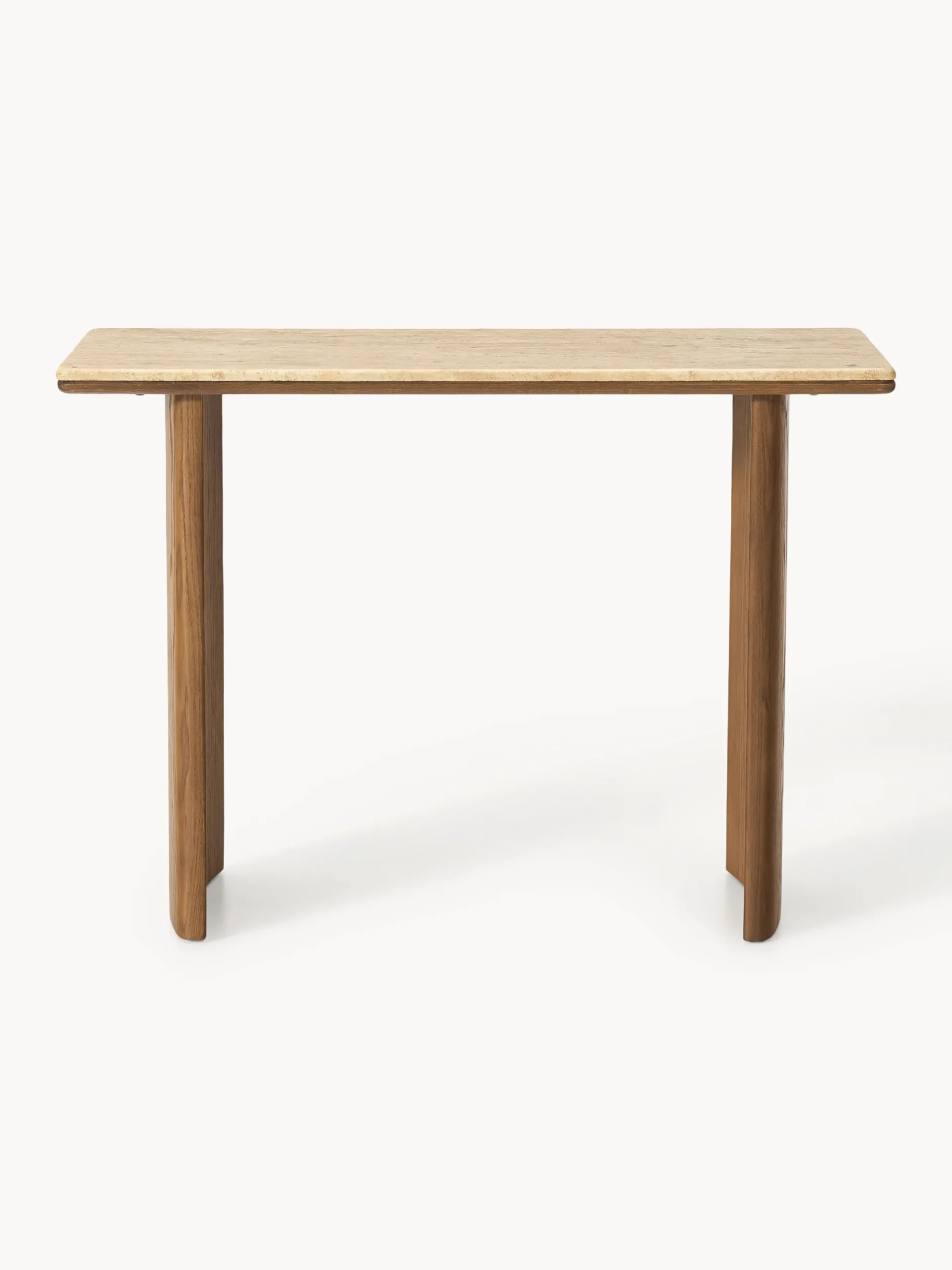 Consolle in legno di quercia con piano in travertino Chandler