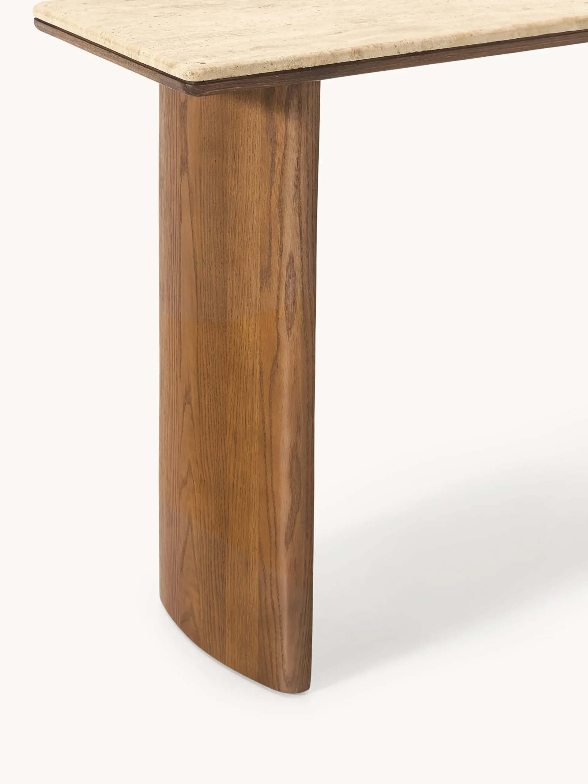 Consolle in legno di quercia con piano in travertino Chandler