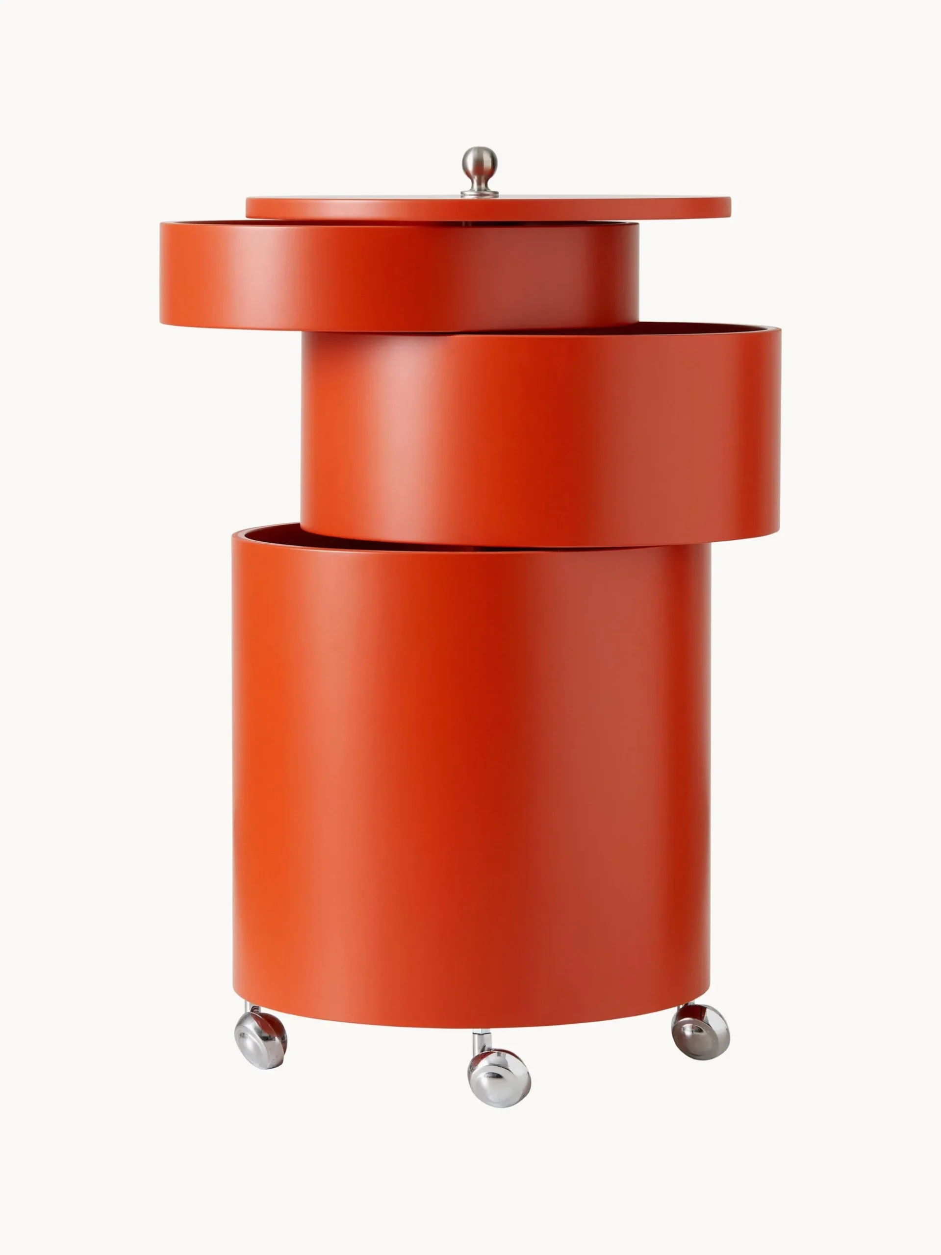 Contenitore a rotelle tondo Barboy, design Verner Panton