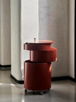 Contenitore a rotelle tondo Barboy, design Verner Panton