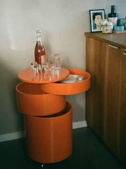 Contenitore a rotelle tondo Barboy, design Verner Panton