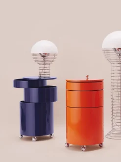 Contenitore a rotelle tondo Barboy, design Verner Panton