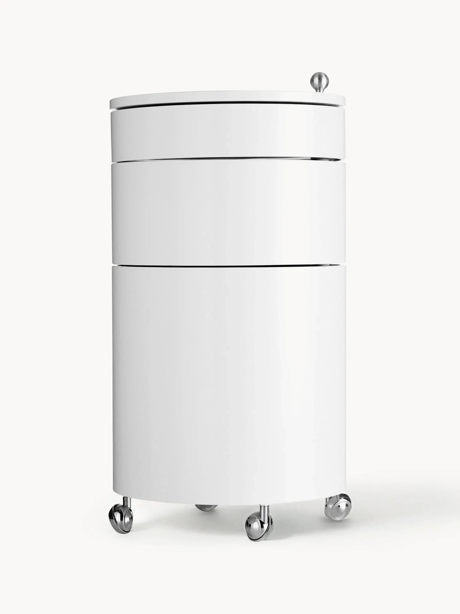 Contenitore a rotelle tondo Barboy, design Verner Panton