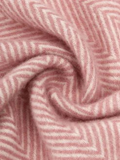 Coperta in lana con motivo a spina di pesce e frange Tyrol