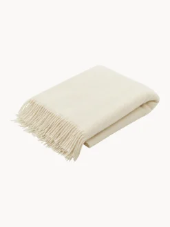 Coperta in lana con motivo a zig-zag e frange Tyrol