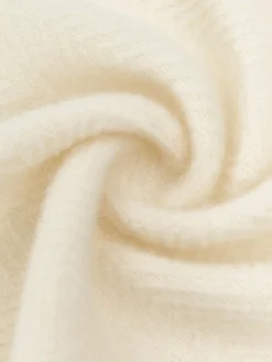 Coperta in lana con motivo a zig-zag e frange Tyrol
