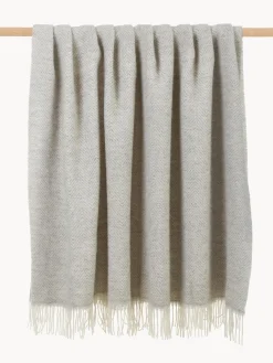 Coperta in lana con motivo a zig-zag e frange Tyrol