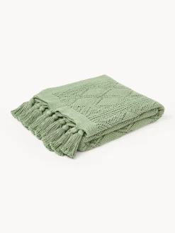 Coperta lavorata a maglia con nappe Sarah