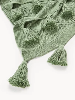 Coperta lavorata a maglia con nappe Sarah