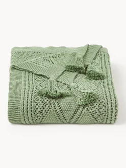 Coperta lavorata a maglia con nappe Sarah