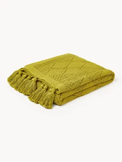 Coperta lavorata a maglia con nappe Sarah