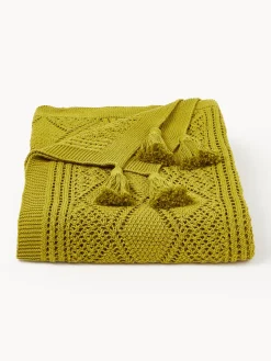 Coperta lavorata a maglia con nappe Sarah