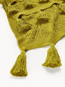Coperta lavorata a maglia con nappe Sarah