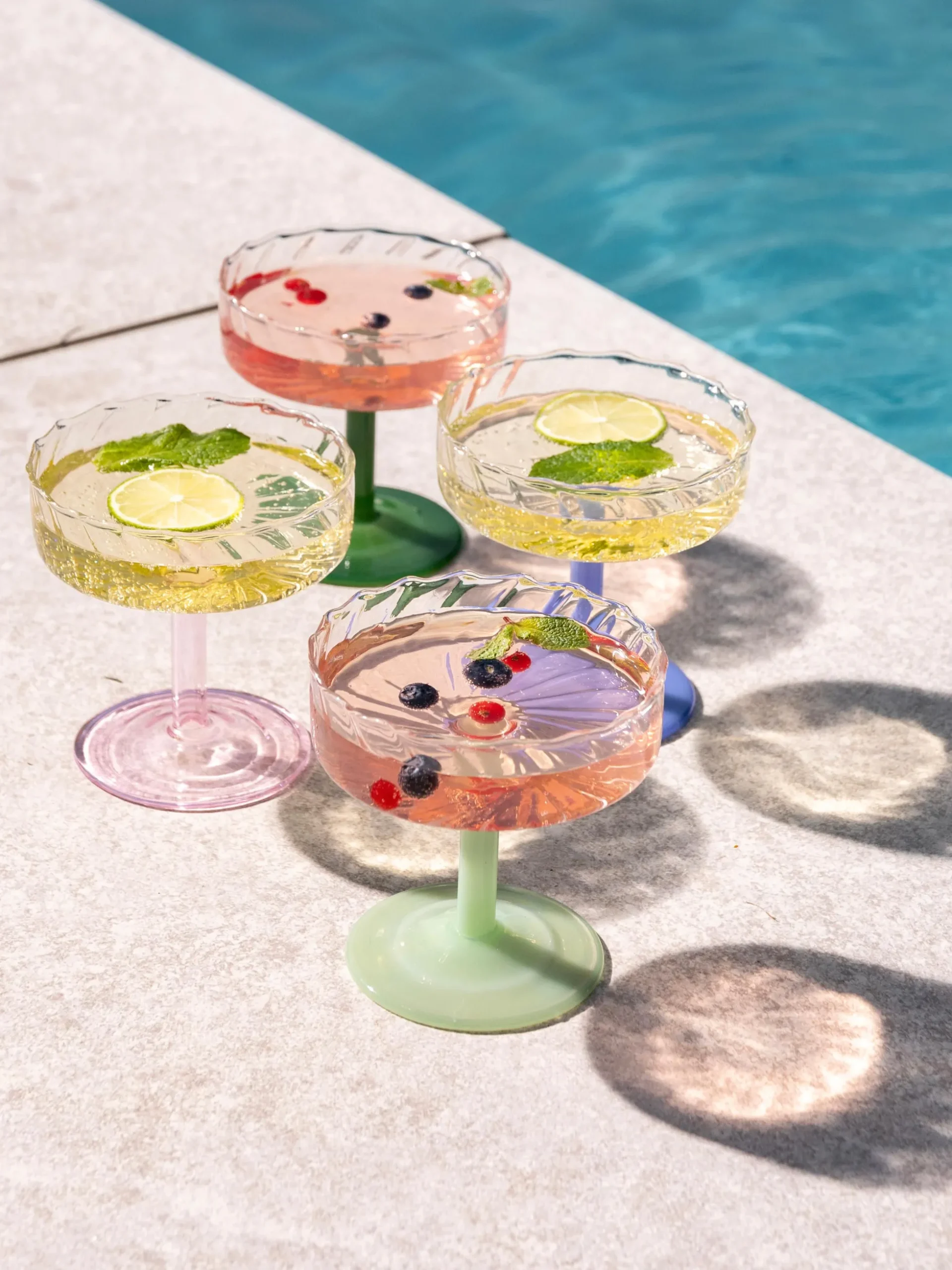 Coppe da champagne in vetro borosilicato fatte a mano Twirl 2 pz