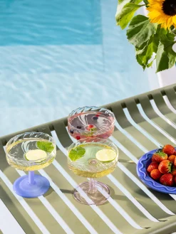 Coppe da champagne in vetro borosilicato fatte a mano Twirl 2 pz