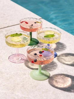 Coppe da champagne in vetro borosilicato fatte a mano Twirl 2 pz