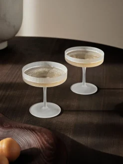 Coppe da champagne in vetro soffiato millerighe Ripple 2 pz