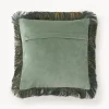 Copricuscino in velluto ricamato con frange Onyx