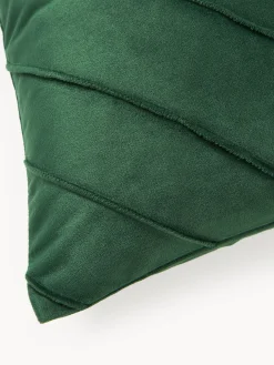 Copricuscino in velluto verde scuro con motivo strutturato Leyla
