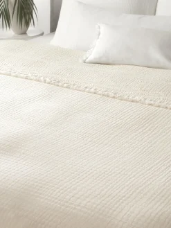 Copriletto in cotone con frange Kailani