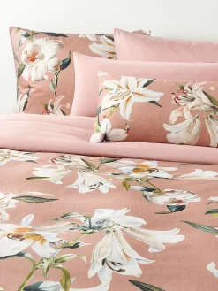 Copripiumino in raso di cotone con stampa floreale Flori