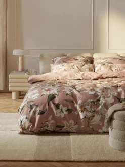 Copripiumino in raso di cotone con stampa floreale Flori
