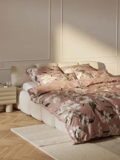 Copripiumino in raso di cotone con stampa floreale Flori