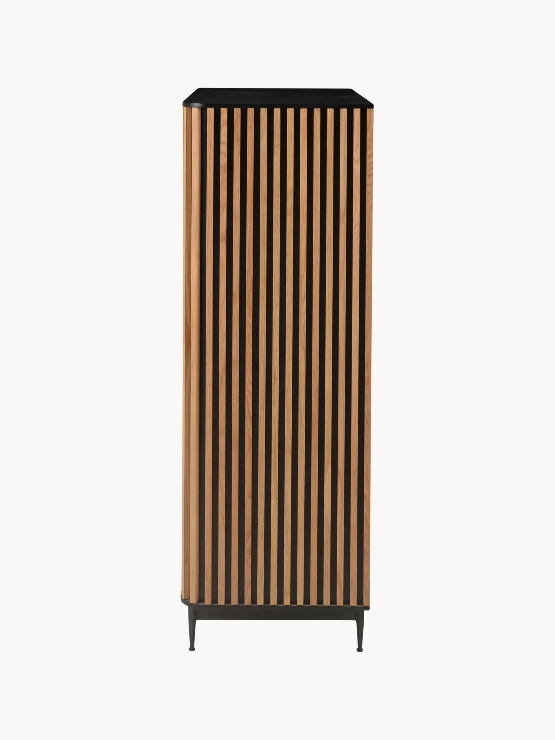 Credenza alta con anta scorrevole e frontale scanalato Linea