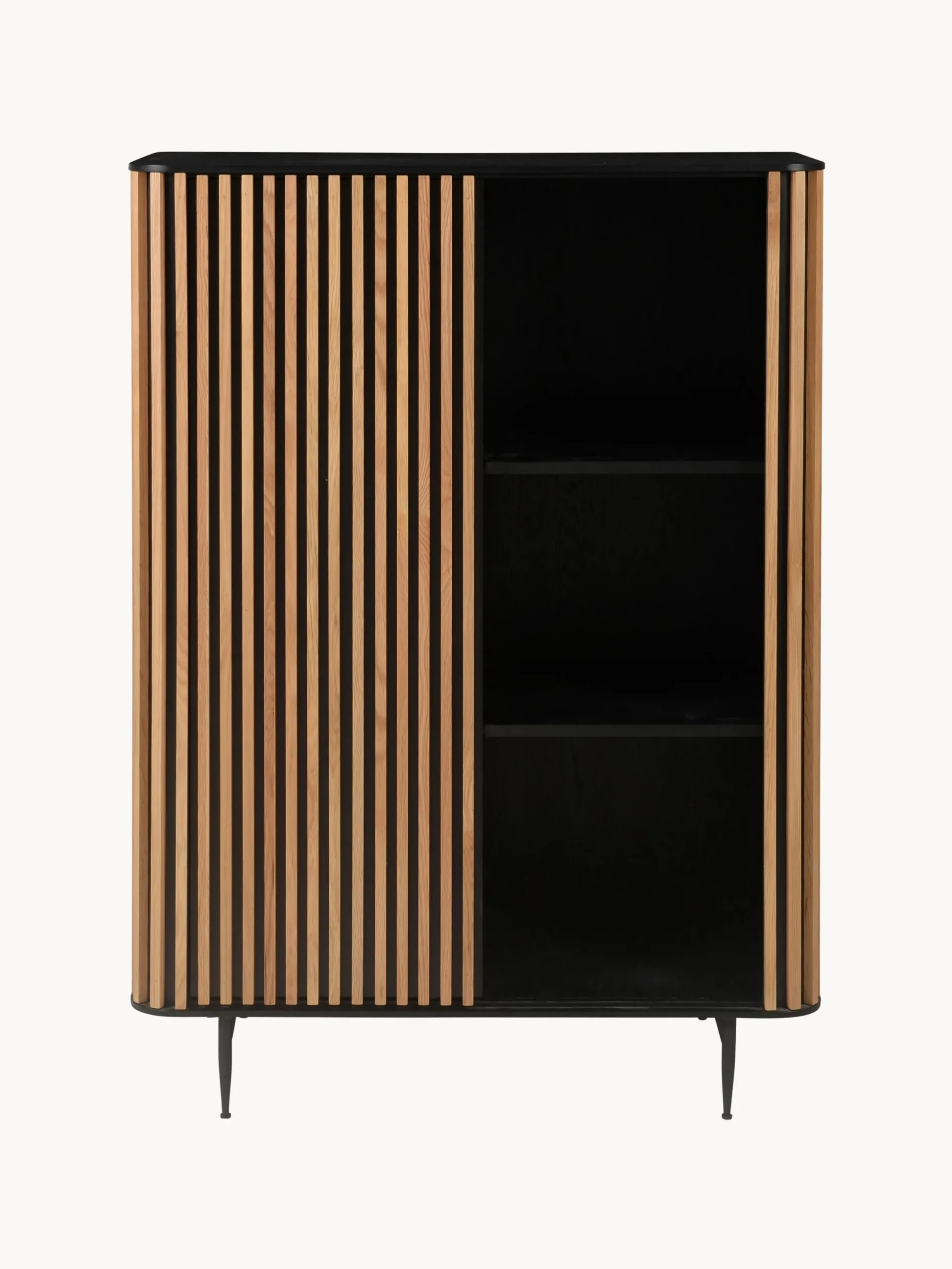 Credenza alta con anta scorrevole e frontale scanalato Linea