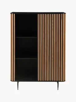 Credenza alta con anta scorrevole e frontale scanalato Linea