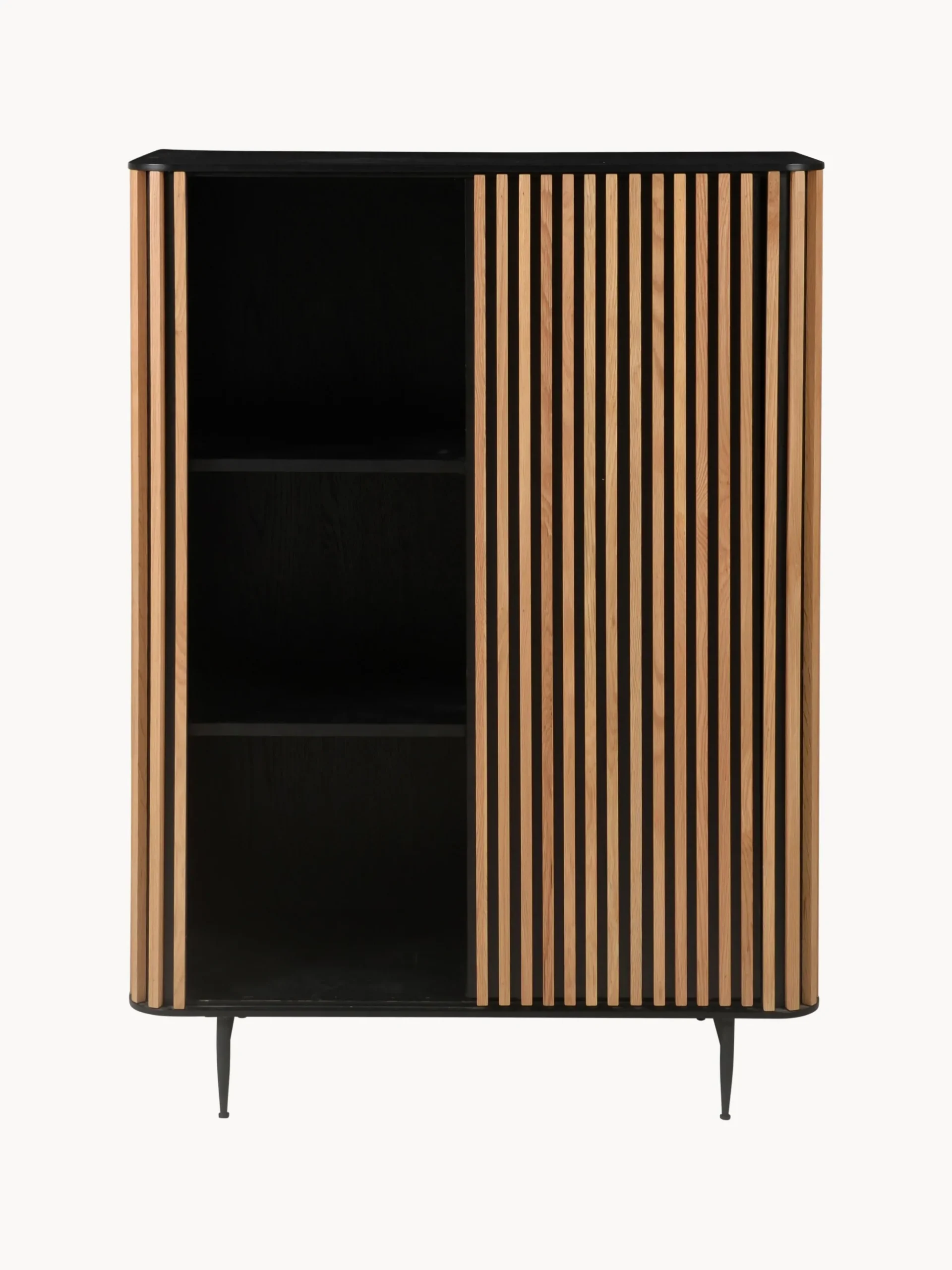 Credenza alta con anta scorrevole e frontale scanalato Linea