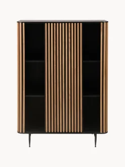 Credenza alta con anta scorrevole e frontale scanalato Linea