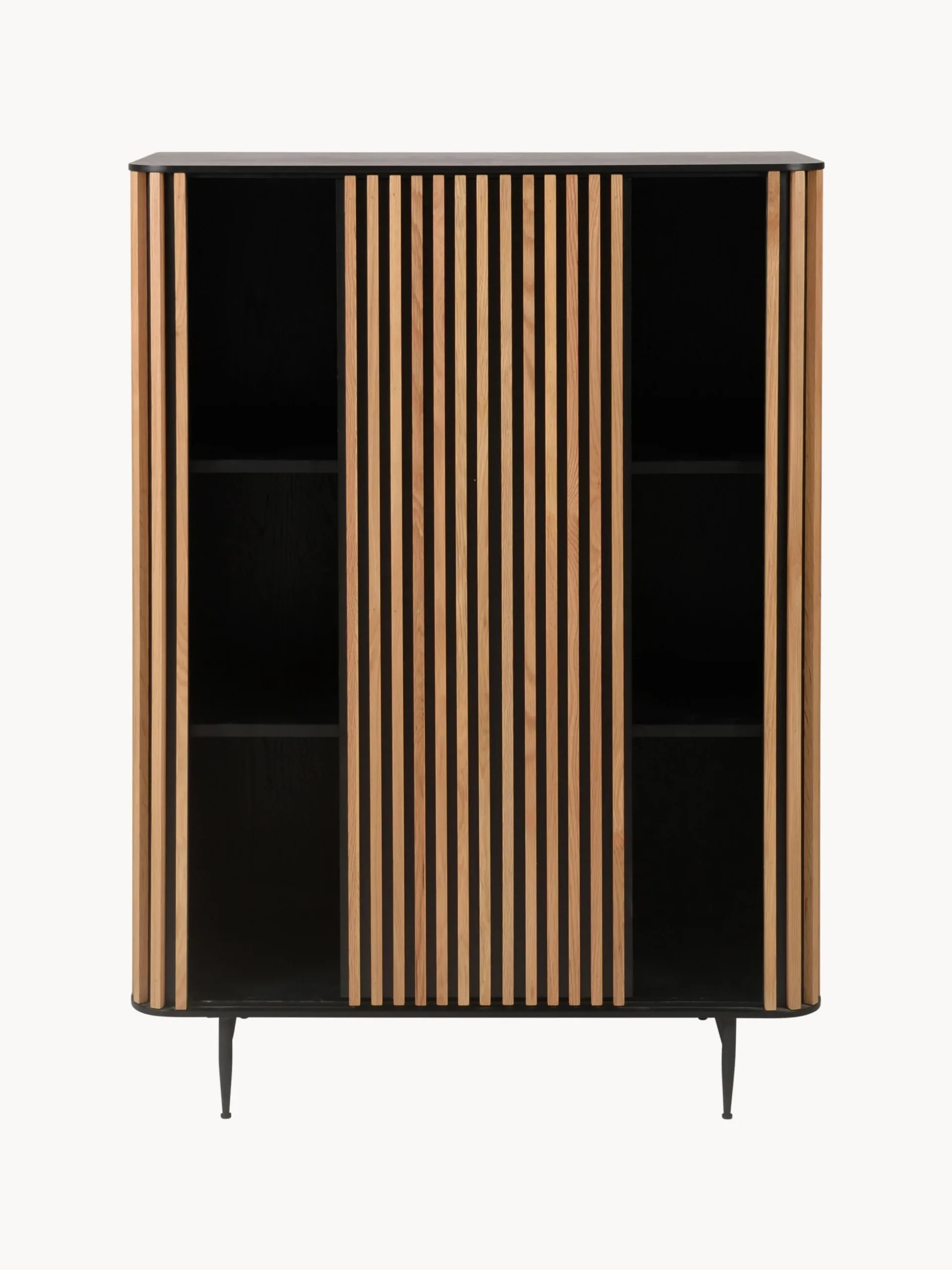 Credenza alta con anta scorrevole e frontale scanalato Linea