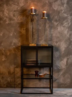 Credenza alta con vetrate scanalate Boli