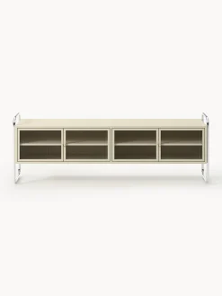 Credenza bassa in metallo con frontale in vetro Robyn