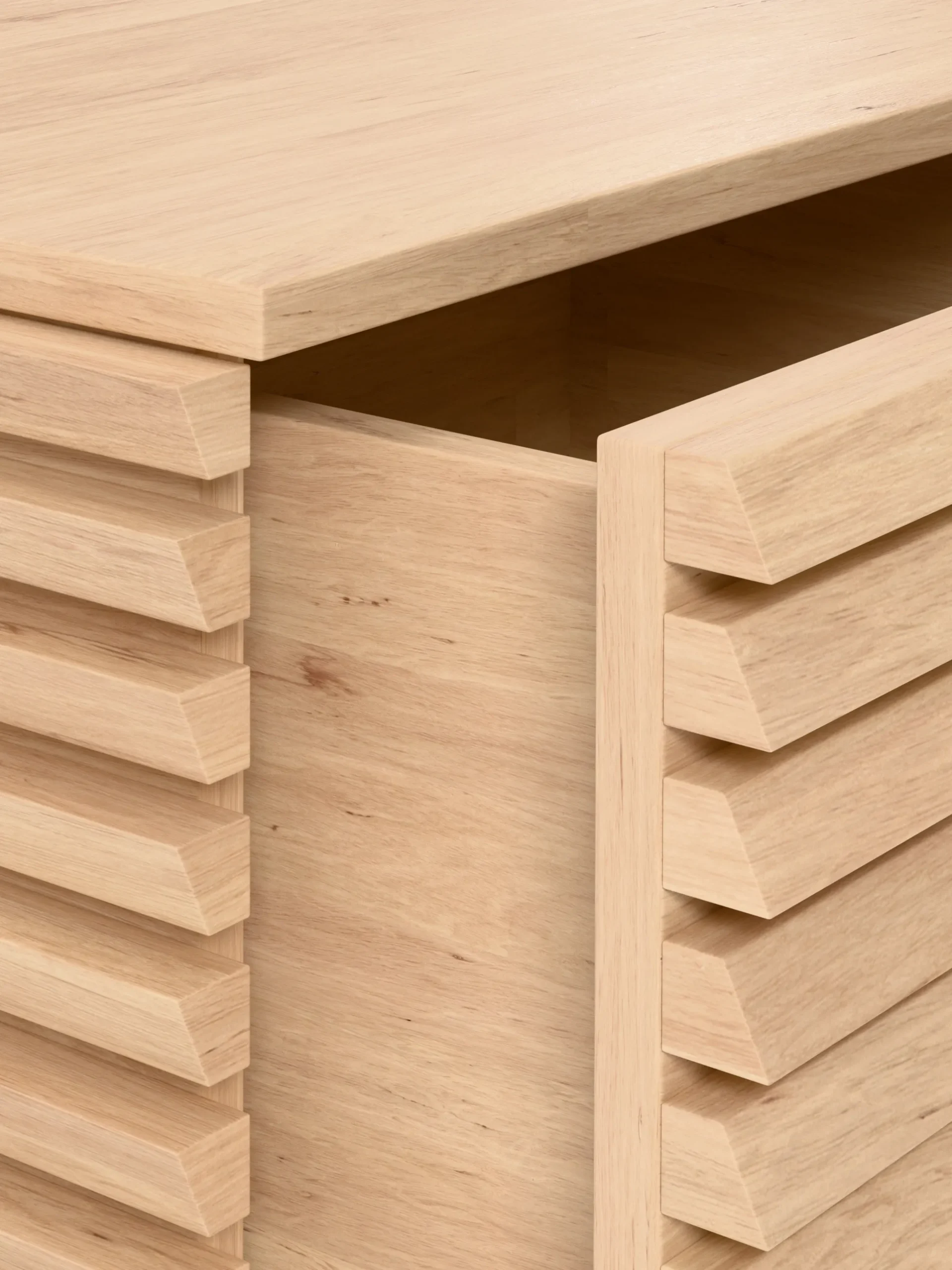 Credenza bassa piccola in legno di quercia Pierce