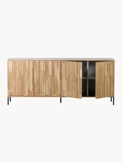 Credenza con frontale in legno di frassino scanalato Avourio