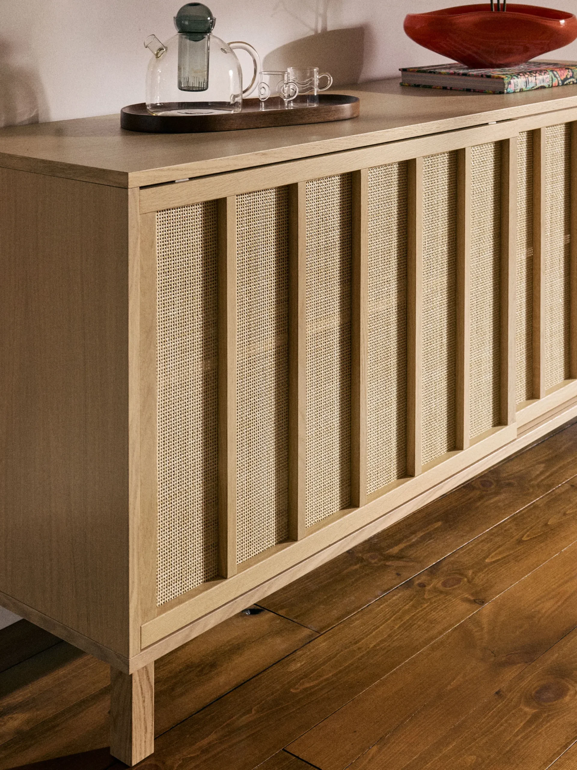 Credenza con frontali in rattan Echo