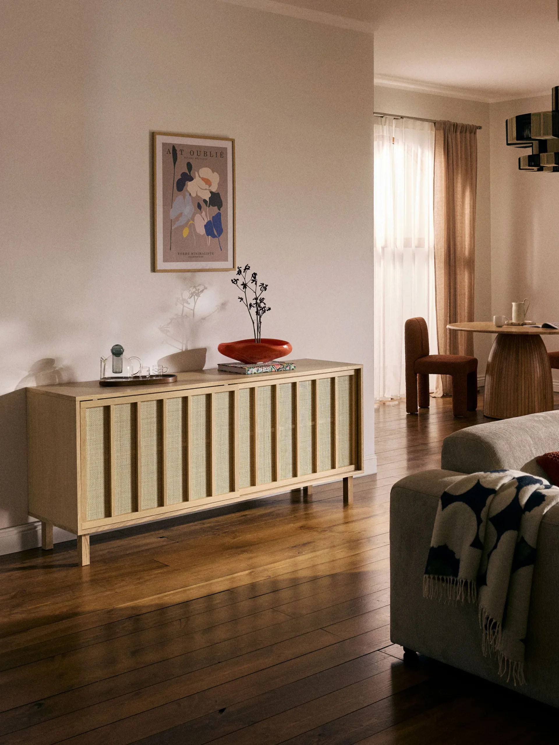 Credenza con frontali in rattan Echo