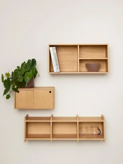 Credenza da parete in legno di quercia con motivo spina di pesce Herringbone