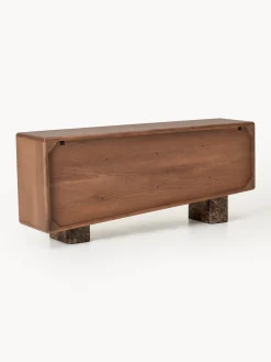 Credenza in legno con gambe in marmo Emperador Tundra
