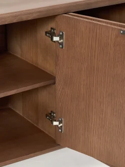 Credenza in legno con gambe in marmo Emperador Tundra